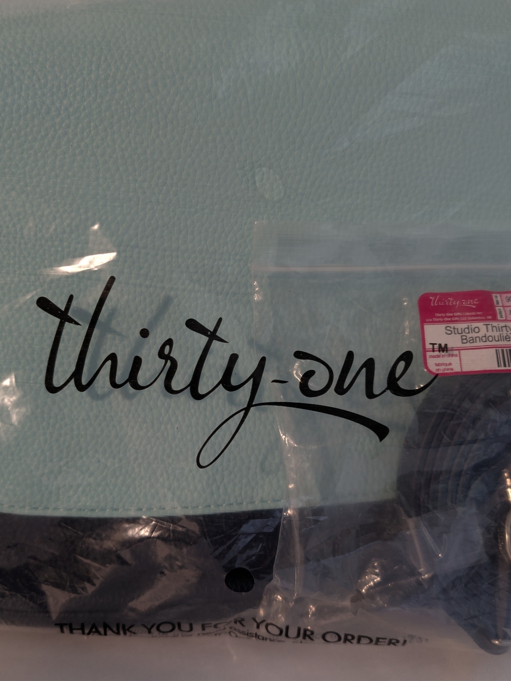 thirty-one Mint Green Crossbody Bandolier with Black Trim